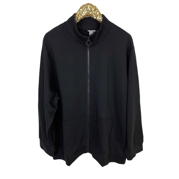 NWT Ava & Viv Full Zip Fleece Sweatshirt Black 3X - Picture 3 of 7